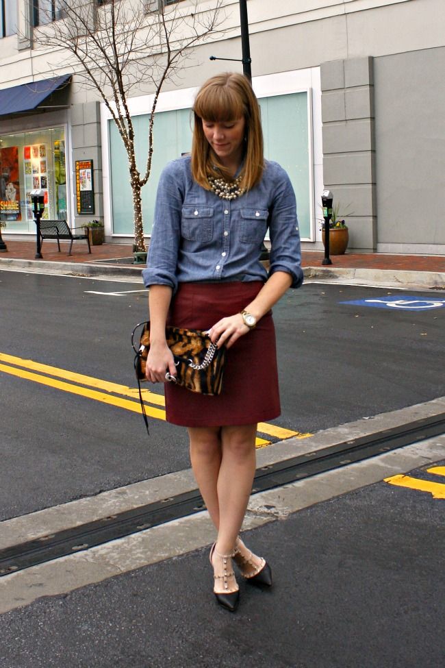 J crew shop burgundy skirt